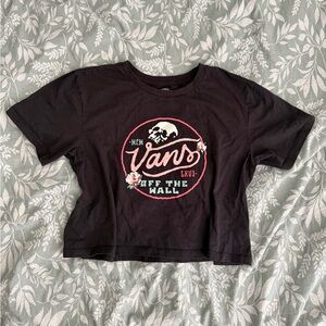 Vans Cropped Black 'Off The Wall' Graphic Tee